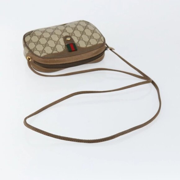 GUCCI GG Supreme Web Sherry Line Bag PVC Beige Gold 89 02 066 Auth BA7117 - Picture 8 of 16